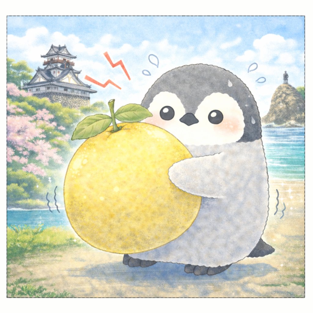 penguinnooyatsu's tweet photo. 文旦(ぶんたん)っていうくだもの、はじめて！
重いからはこぶのもたいへん！

#高知 
#高知蔦屋書店 
#イチゴイチエ
#高知イベント 
#文旦 
#エンペラーペンギン 
#こはくちゃん 
#ぺんぎんのおやつ琥珀糖
#カフェコラボ https://t.co/eRu39CW6hD