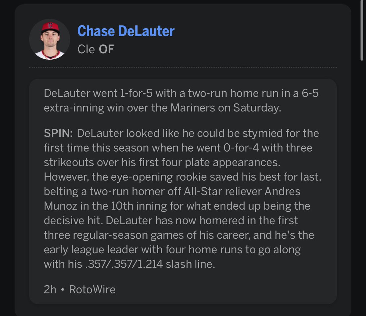 grillinwitsteak's tweet photo. Bro has homered off Munoz(all-star), Gilbert(cy young candidate), Kibry(SP2)
#FantasyMLB #MLB #GuardsBall 👀 https://t.co/Mn5lBDwO1u