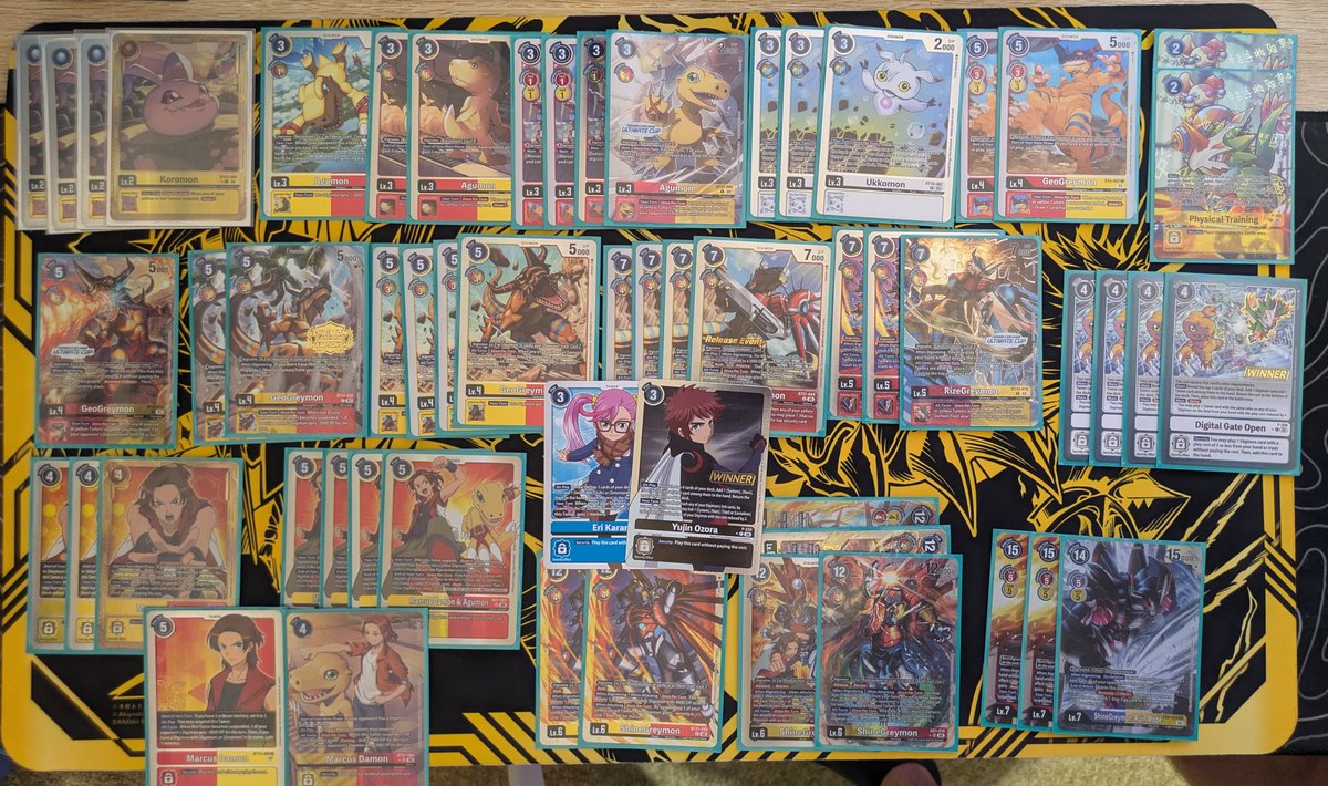 Digi_Dane's tweet photo. 1st place at locals today with AD01 Shine!! 3-0
The two behind the new AD01 Shine are proxies while I get my hands on the alts. The new tamer and mega singlehandedly launch the deck into some cool combos.
V1 deck still so room for changing soon, will put some thoughts in replies. https://t.co/bms4KbMZ8z