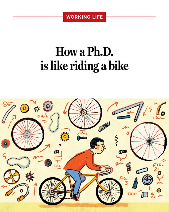 ScienceCareers's tweet image. How a Ph.D. is like riding a bike

This researcher struggled in grad school—until he embraced it as a time for learning. #AcademicChatter bit.ly/4b3gjpr