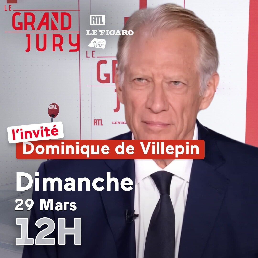 publicsenat's tweet image. 🔴A 12h, Dominique de Villepin, ancien Premier ministre, sera l'invité du #GrandJury #RTL #LeFigaro #PublicSénat.  

 Il sera interrogé par Olivier Bost et Perrine Tarneaud.

Suivez l'émission en direct ➡️ go.publicsenat.fr/VTj