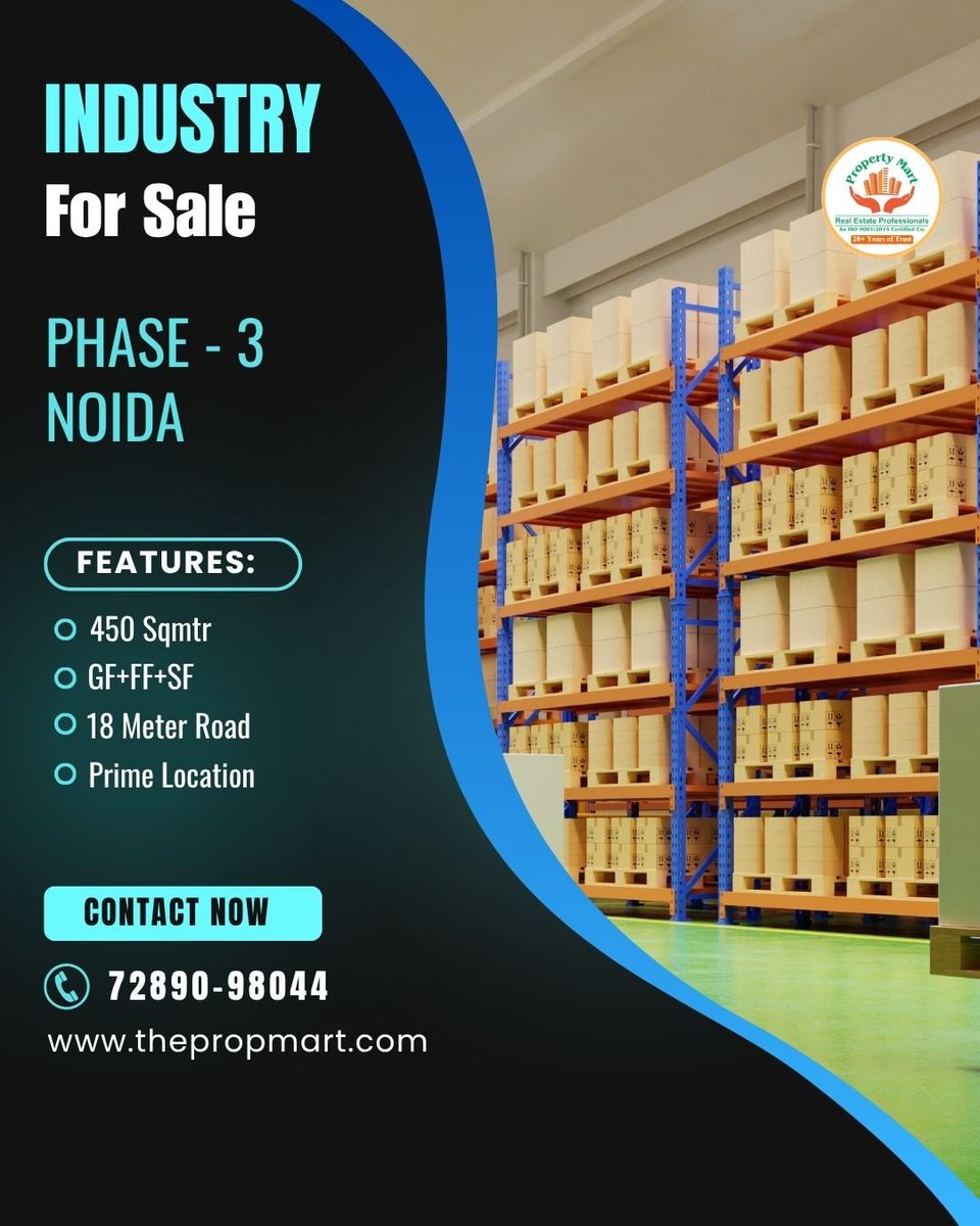 Property_Mart's tweet image. Industrial Property for Sale in Phase 3, Noida
450 sqmtr plot with GF+FF+SF construction on 18m wide road. Prime location suitable for warehouse, manufacturing, or investment.
#NoidaProperty #IndustrialProperty #RealEstateIndia #CommercialProperty #InvestmentOpportunity #Noida