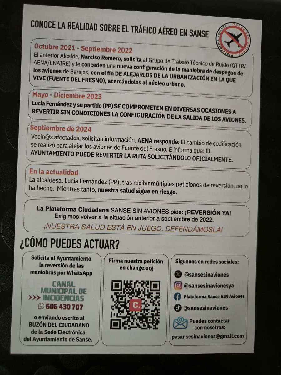 Plataforma vecinal Sanse SIN aviones tweet media