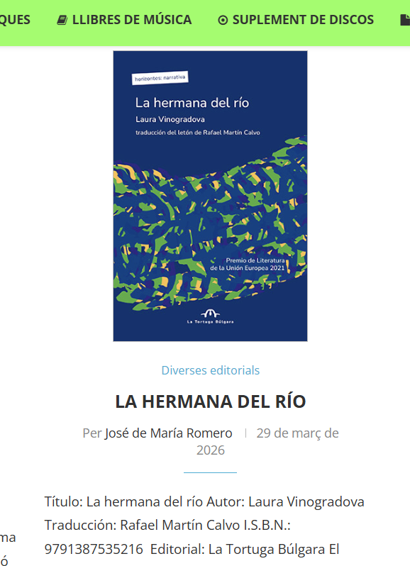 JdMRomeroBarea's tweet image. “La #vida de las #personas comienza con la #infancia” #LauraVinogradova #LaHermanaDelRío @tortugabulgara @EUPLPrize 2021 #Traduce #RafaelMartínCalvo Mi #reseña en @SonogramaMGZN #FelicesLecturas ☕️+ 📚@martacamnu @LV_Literature @masleer @AguilarBiblio romerobarea.wordpress.com/2026/03/27/la-…