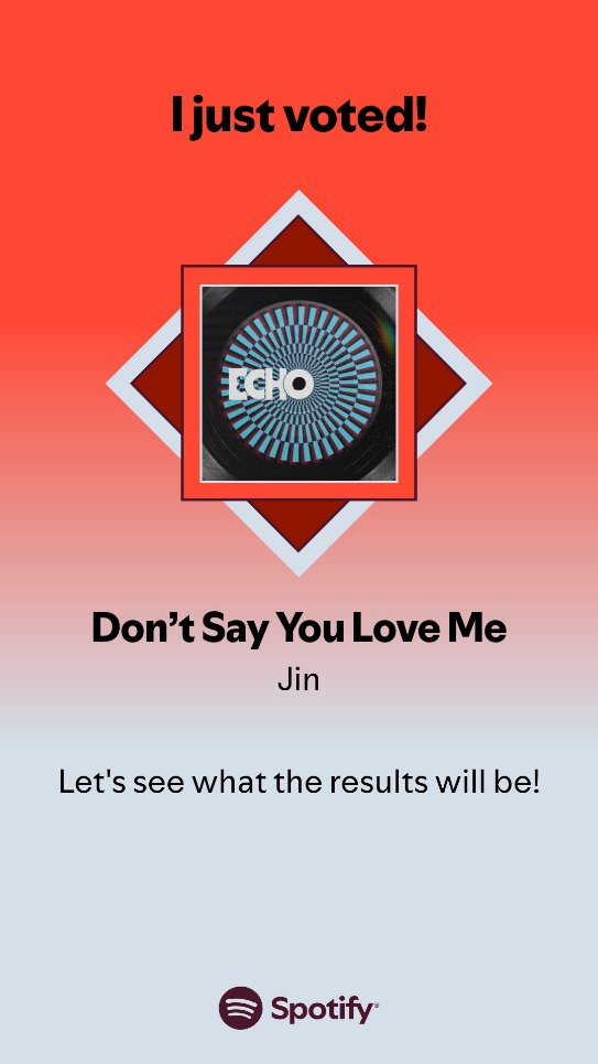 ojibe_'s tweet photo. voted for Jin DSYLM on Spotify https://t.co/ZAtK5bdGzB