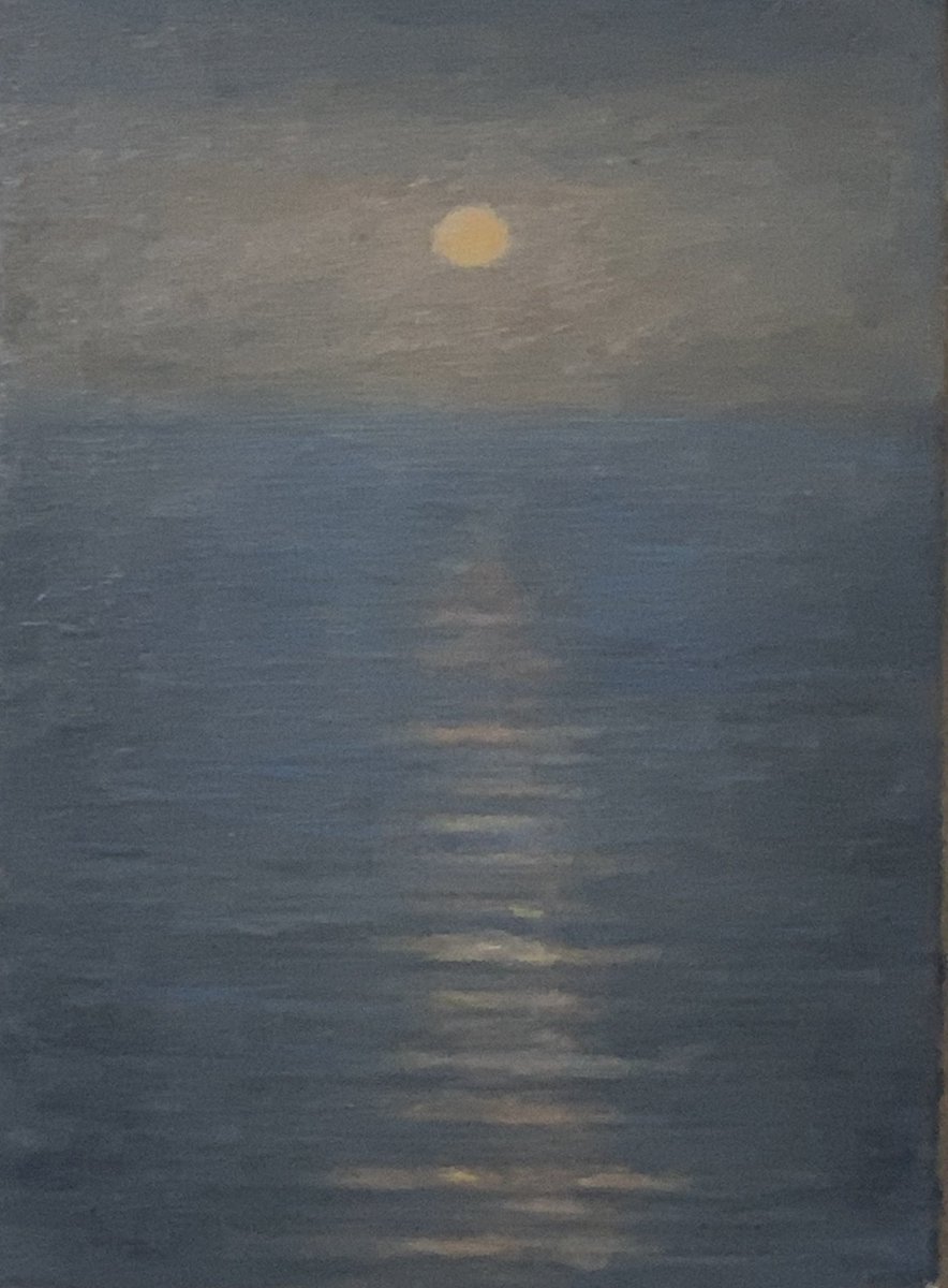 初めて夜の月を描いた