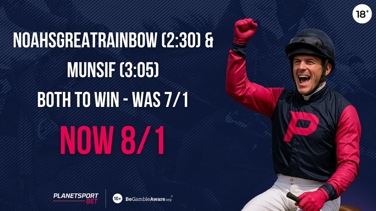 planetsportbet's tweet image. 🚀 RACING ROCKET BOOSTS 🚀

🏇 Doncaster Double
King Of Earth (2:20) &amp;amp; Arc Ole Ole (4:40) To Win
Was 9/2 ➡️ NOW 11/2

🏇 Downpatrick Double
Lilac Lady (2:07) &amp;amp; Gamigin (3:17) To Finish 1st 3 
➡️ NOW 8/1

💥 More inc. this @ Ascot ⤵️
planetsportbet.com/sport-special/… 18+ | GambleAware