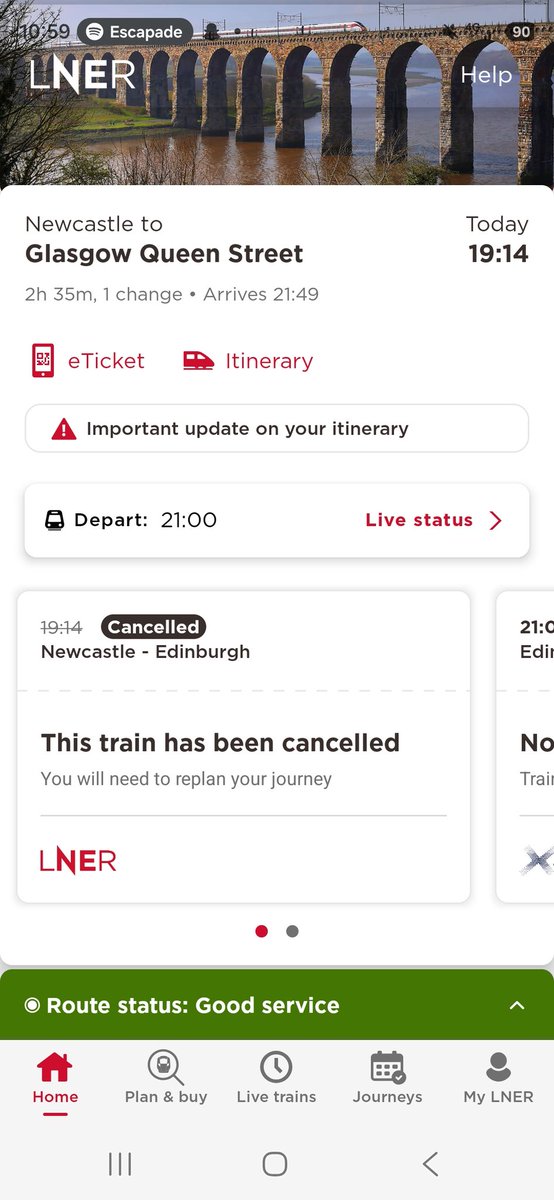 Hey <a href="/LNER/">London North Eastern Railway</a>, trust you're having a canny Sunday. I see our booked train has been cancelled. Assuming we're good to join any LNER service before or after?