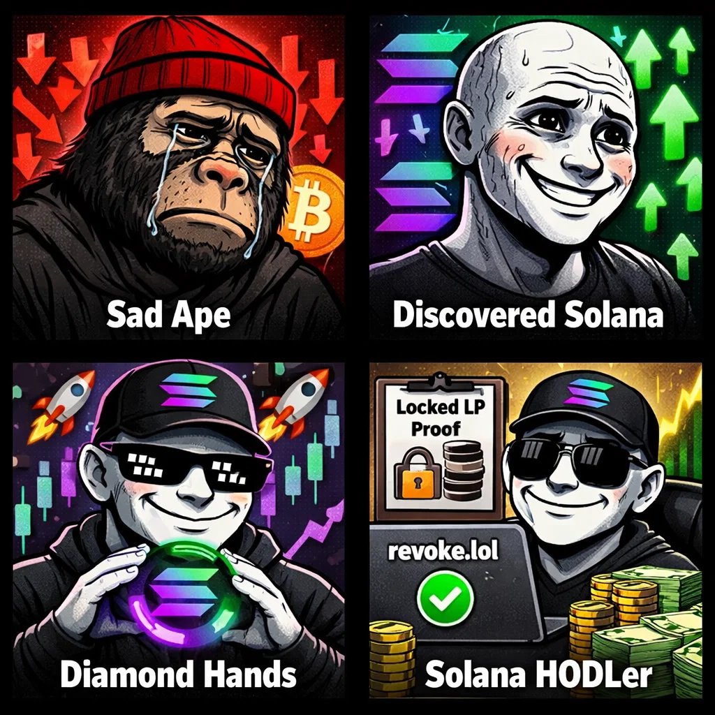 solsmint's tweet image. LAUNCHED Solana meme → DEV DUMPS 40% → Community: 😭
vs
LAUNCHED → REVOKE ALL → LP LOCKED → Community: 💎🙌
Choose wisely apes #CryptoMemes