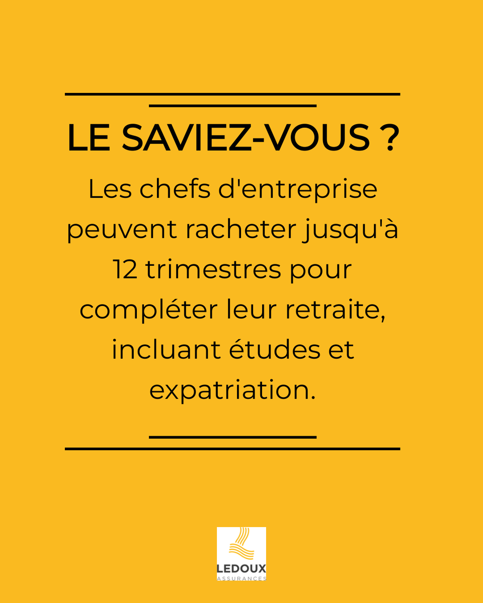 LedouxVincent's tweet photo. Chefs d'entreprise, avez-vous pensé à votre retraite ? Anticipez dès maintenant en rachetant jusqu'à 12 trimestres pour compléter vos droits. C'est une solution efficace pour garantir une retraite à taux plein et optimiser vos revenus futurs. En plus, ces rachats sont (1/3) https://t.co/fdVfjii1yH