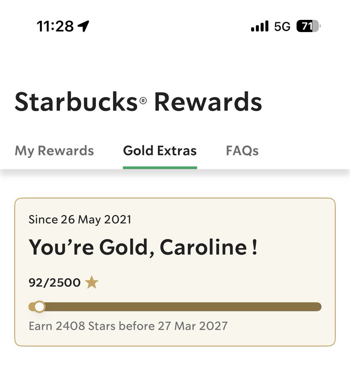 BooandCaroline's tweet photo. @StarbucksUK that’s a bit cheeky, was gold up u by until June this year but cos I reached that status again you’ve shortened my time https://t.co/gdN1g9mkqo