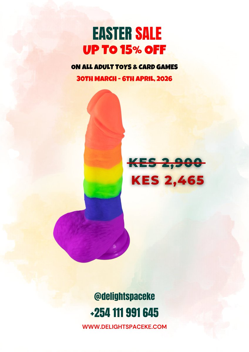 Easter Sale is finally here 🥳

Enjoy 15% off all Adult Toys and Card Games from 30th March to 6th April, 2026. 

Call or WhatsApp +254111991645 

#EasterSale #Sale #SexToys #SexToysKenya #CardGames