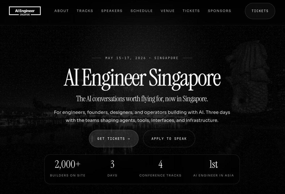 gabrielchua's tweet photo. this is gonna be so fun

@aiDotEngineer Singapore (15-17 May) https://t.co/oZq0y2TF6v