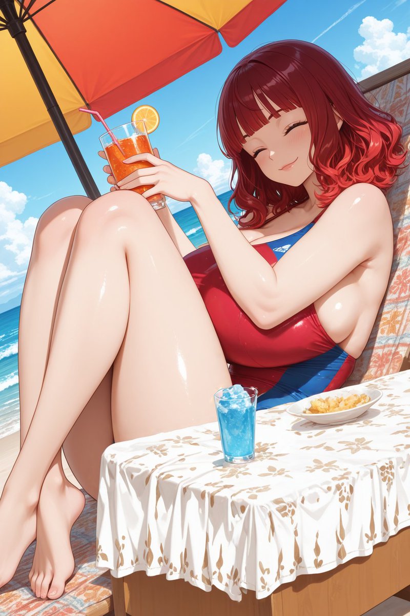 おはようございます
3月もあと２日　新年度始まりますね
忙しくなりそうで遠い目しつつ、今日もゆるりとがんばっていきましょう😊

今日は・・・描けそうな記念日がなかったので、春の海でのたりのたりとｗ（春には見えませんが😅）

テーブルが邪魔？　だってこれがないと・・・ｗ

#AIイラスト