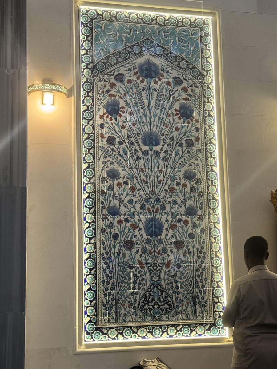 لأن الابداع من خصائص المسلم
استطاع الفنان المسلم ان يتفادى تصوير ما فيه روح واستخدم وحدات رائعة في التعبير 
الصور من داخل مسجد من مساجد تركيا