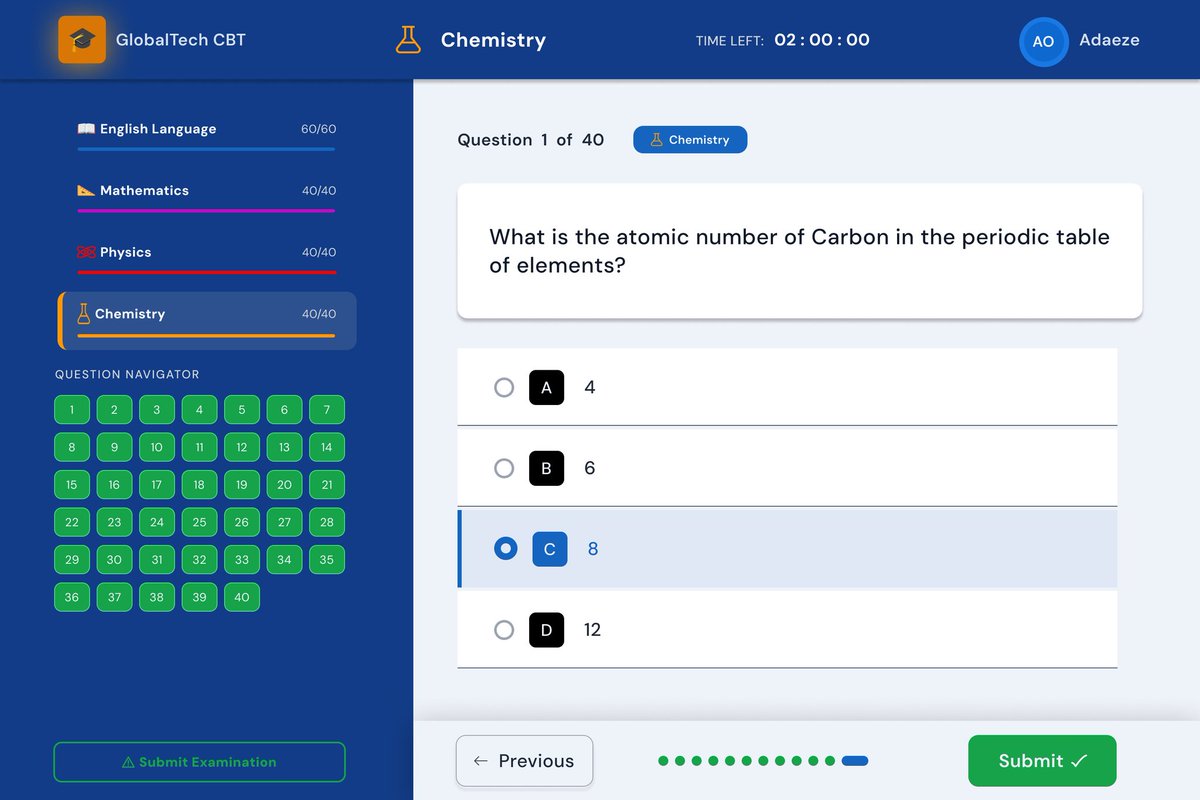 Ephraim_iDesign's tweet photo. Focused on making the exam experience simple and stress-free:

• Easy question navigation
• Clear answered/unanswered states
• Timer visibility
• Distraction-free interface https://t.co/O9slqCJB6v