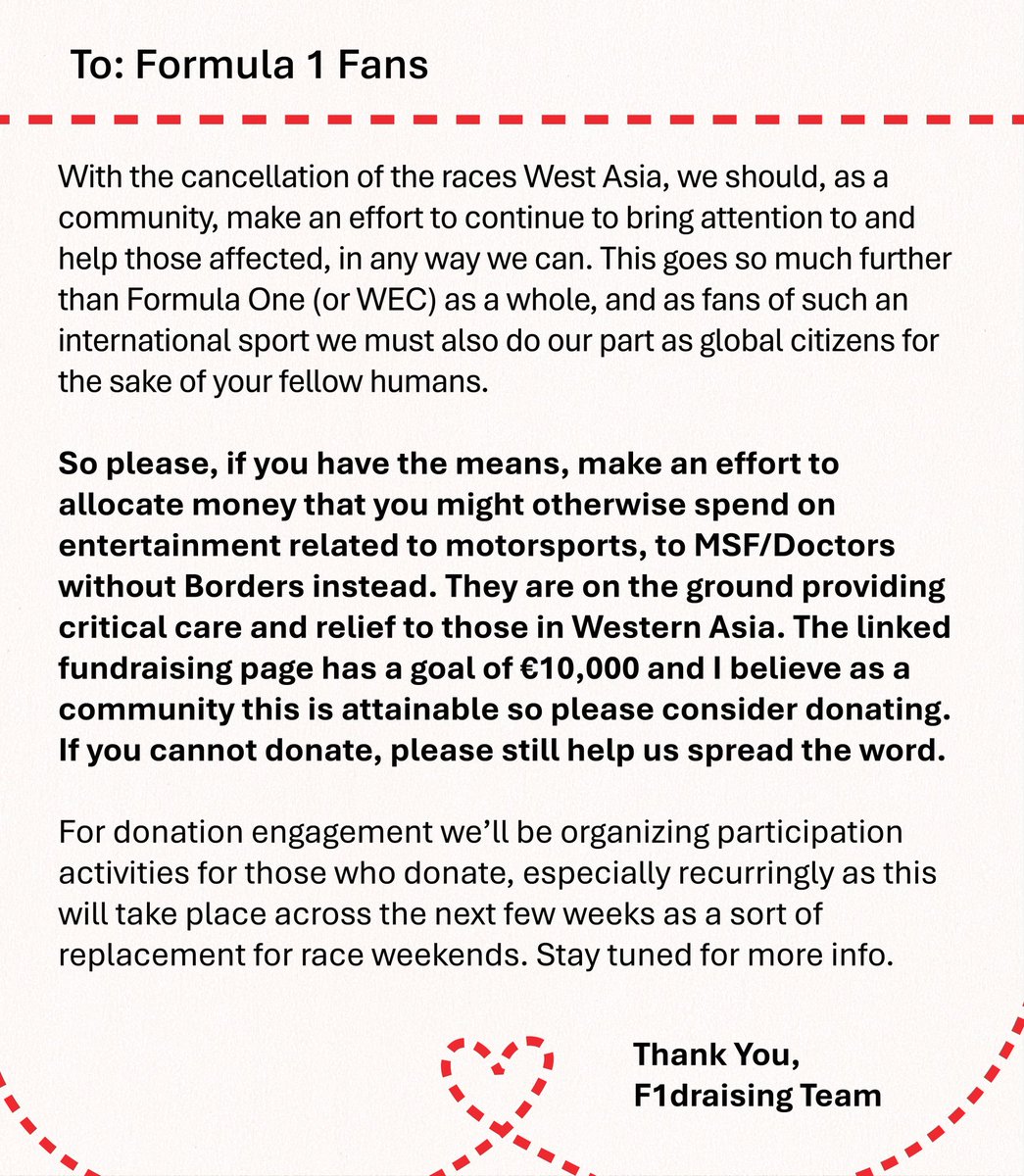 F1 for MSF tweet media