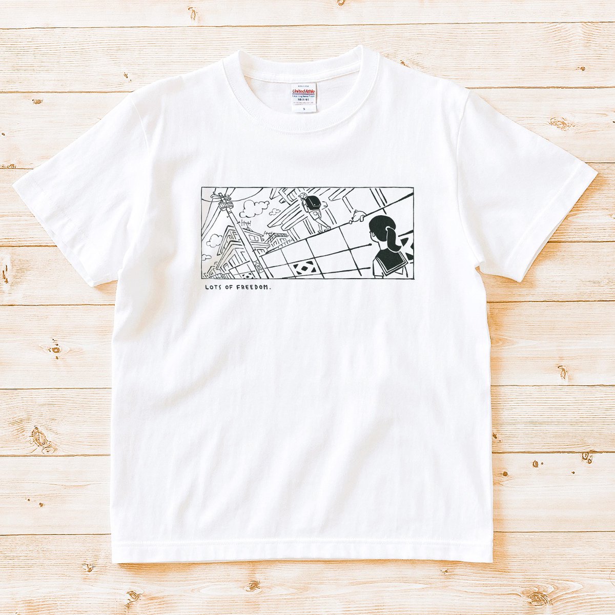 sekaigate's tweet photo. #新作Tシャツ のお知らせです！
『塀の上を歩く少年』
暖かくなってきてポジティブなデザインを作りたくなったので、自由度の高い少年を描きました☆

クリーマで見る https://t.co/DYydkYKN1D

ミンネで見る https://t.co/uYUIePVsjE

#手描きTシャツ
#新生活
#creemaで販売
#minneで販売 https://t.co/5H3iNB8sFt