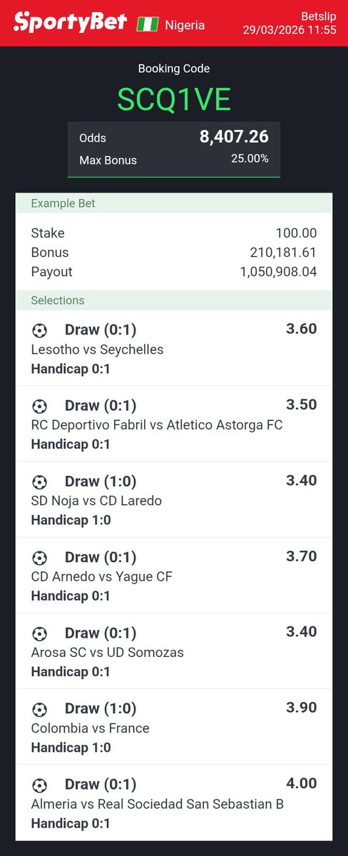 7/7 Draw Handicap
8k Odds SCQ1VE 🍏

Play, Edit or FLEX
My Edit 200+ Odds Q6NG7K 🍏

<a href="/officialmoore7/">Moore Tips</a> <a href="/Lexybabs/">Lexybabs</a> <a href="/plutostats/">Maximus 🪐</a> <a href="/jeffre__/">𝗝𝗘𝗙𝗙𝗥𝗘 🍀🎯 🕊️</a> <a href="/EmyAdooh/">Emy_Gcakes</a> <a href="/Tee4real_/">Prynzz Teeh👾</a> <a href="/TonyTon18203537/">GG-Boy</a> <a href="/Joshkin48/">Joshkin</a> <a href="/Blessyon30/">Blessyon30</a> <a href="/FemzyGreenLand/">OBAFEMI💚🪔💰</a> <a href="/oddsbymega1/">Hollis</a> <a href="/LouieDi13/">B I G L O U I E 🫵🏾</a>