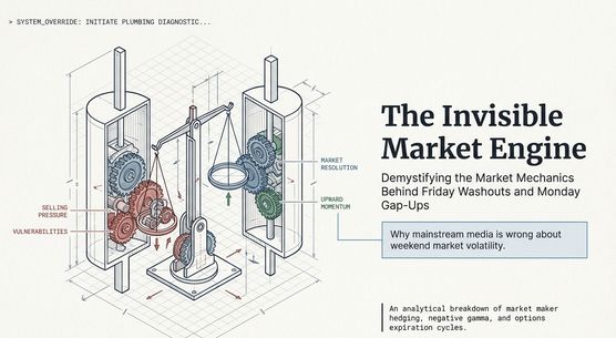 StocksPursuit's tweet image. How options market plumbing drives Friday selloffs and Monday gap‑ups, explained for active traders ? 
Open Access Explainer  - buff.ly/vi5MM3N 
#TradingEducation  #TradingTips #TechnicalAnalysis #StockMarket  $SPY $SPX $VOO $QQQ
