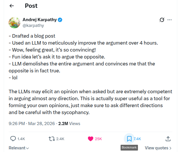 Stanford sycophancy thread compares confidence scores and evaluator-agent fixes