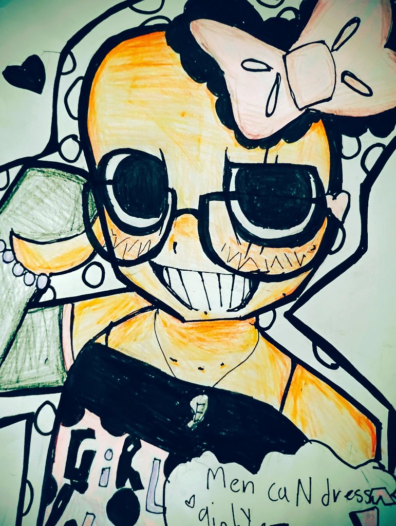 moeconfetti's tweet photo. 🩷💜🖤"men can dress girly tooಥ⁠‿⁠ಥ!"  #cuteart #art #wiideletedyou #systemoverload #eteled I like teh line art and sketch ok? https://t.co/mOG1r0tY2x