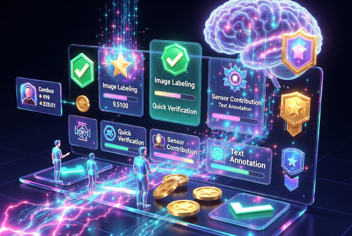 The Quest system in <a href="/PerceptronNTWK/">Perceptron Network</a> is actually clever. Micro tasks with instant feedback and rewards. It gamifies data collection while keeping everything transparent.