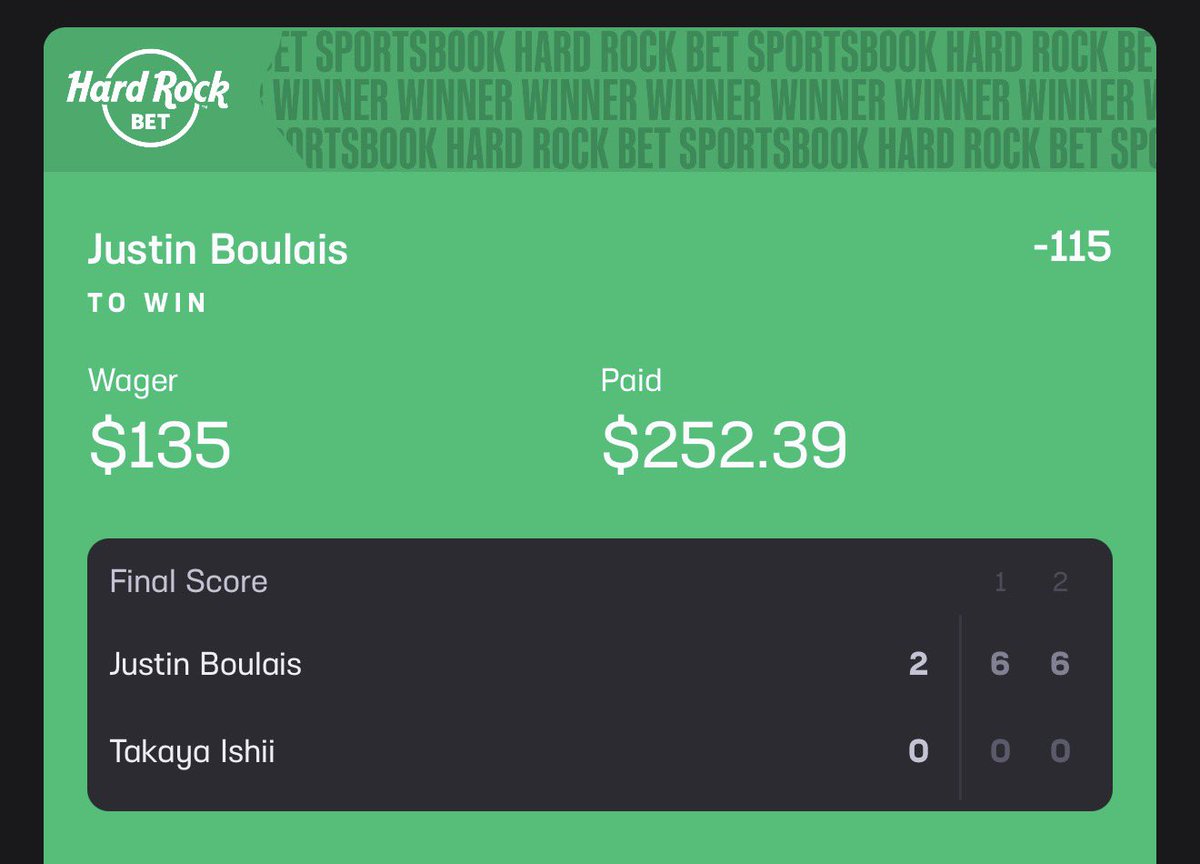 007bid's tweet photo. CRAZY tennis arbitrage bet I caught last night using @OddsJam !

one of my highest tennis arbitrage plays I’ve gotten. ( last bet slip posted in comments )

Total stake: $551.63

Payout: $805.77

Profit: $254.14

7 day free trial of @OddsJam + 35% off first month: https://t.co/iNCxfLVnGG code: “007bid”