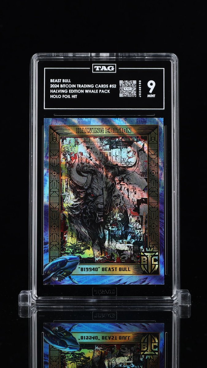 btc_cards's tweet image. Artist spotlight: the fascinating “BeastBull” #art done by @spacebull and captured elegantly onto our #cards looks extra clean in this @TAGgrading slab. #tag #tcg