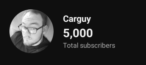 CarguyRS's tweet photo. Halfway there. Thanks for the support y'all, still surprised the channel has grown this much https://t.co/gOm8ihg4eE