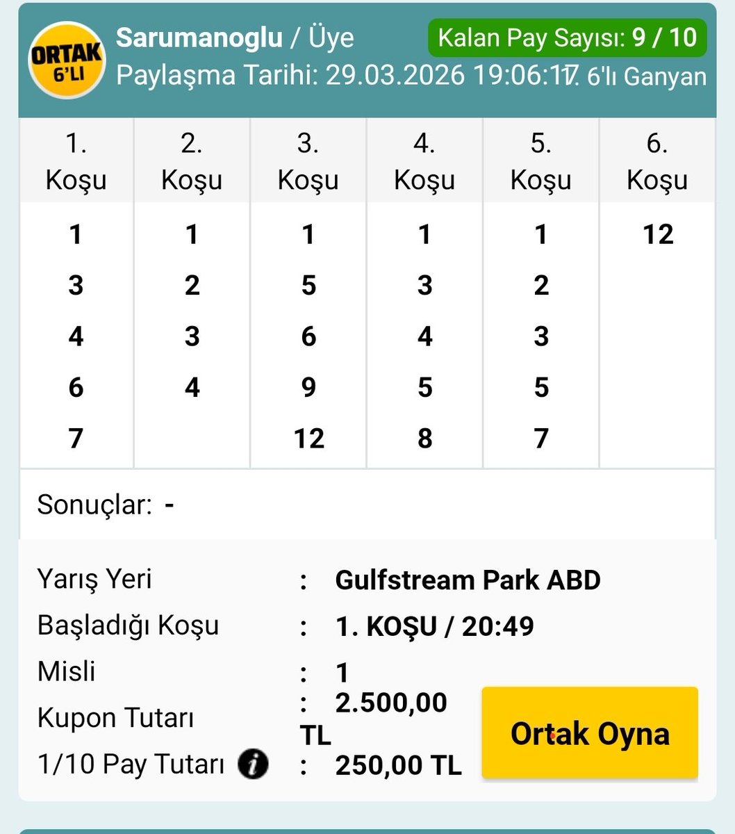 velidentahmin's tweet photo. Gulf 1

https://t.co/QLhpbGA6lv'da 250,00 TL ödeyerek en az 1 pay alabileceğin 2.500,00 TL tutarındaki Ortak 6'lı kuponuma ortak olabilirsin. Pay veya paylar al, beraber kazanalım! https://t.co/VhZUE6YkMh https://t.co/9Yb6RwmHAG