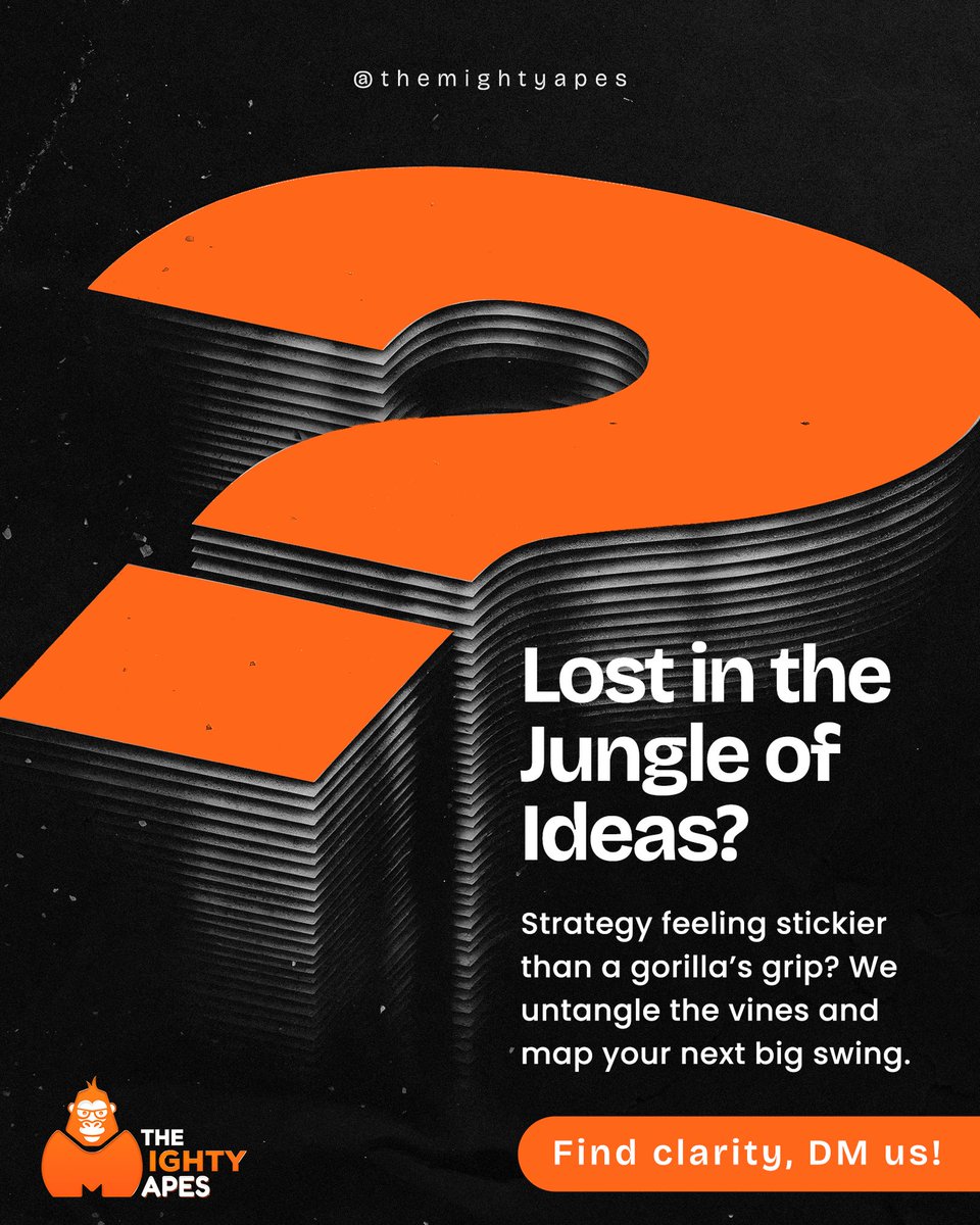 themightyapes1's tweet photo. Having a whiteboard full of ideas is great—until you’re paralyzed by choice. Welcome to the jungle. 🌴🦍

Stop swinging blindly. Let's map out your next big move. 🗺️🚀

#TheMightyApes #CreativeAgency #BrandStrategy #CreativeDirection #MarketingClarity #BusinessGrowth https://t.co/e000lQEcoW