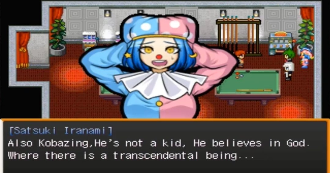 HASK86_'s tweet photo. @inksk_ I'm not sure how much is due to the mistranslation or just me being stupid, but Satsuki says Kinji believes in an omnicious God and Haru thinks it's a disgrace to say that in front of him for some reason. And then I dont understand Kinji's reply at all https://t.co/UjyhYFud8H