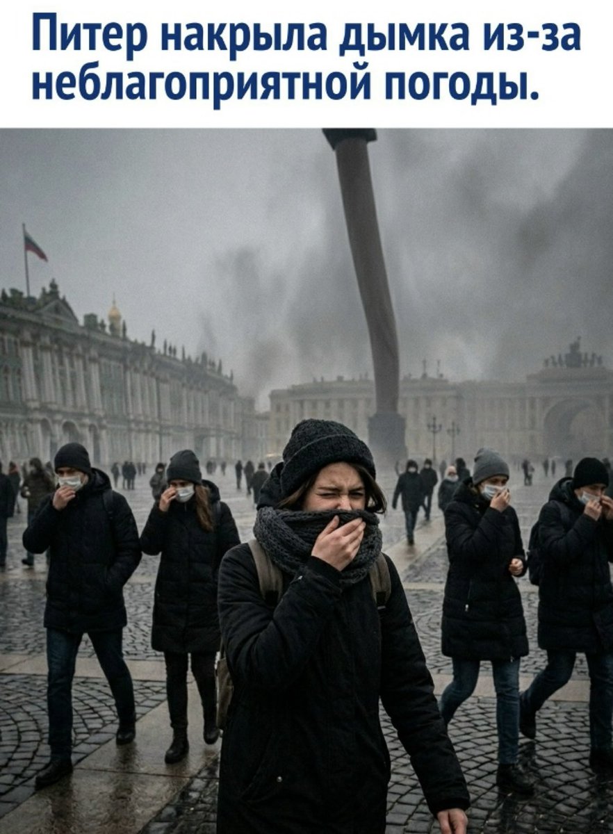 The smoke from the fires at the oil terminals of the ports of Ust-Luga &amp; Primorsk has blanketed St. Petersburg

Locals are suffocating, some wearing masks &amp; using inhalers. The authorities are covering up the problem.
St. Petersburg has never looked as good as it does under Putin