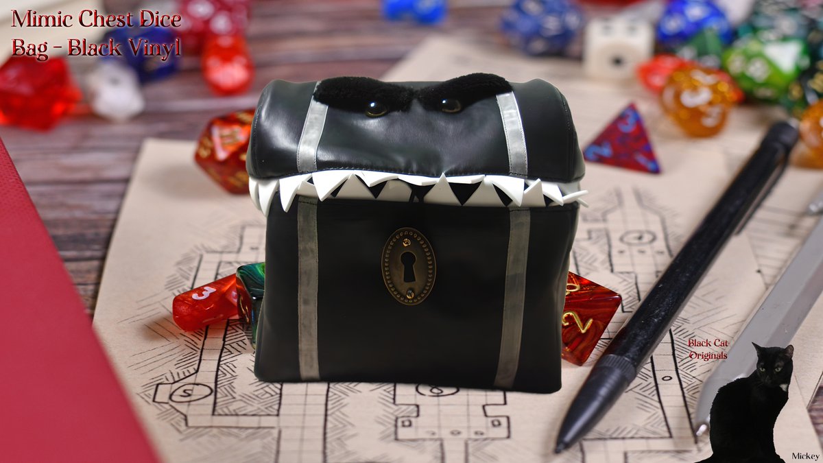 katesewsalot's tweet photo. MIMIC CHEST DICE BAG! Order yours now! Available only at Black Cat Originals: https://t.co/has2CzMiSG #BlackCatOriginals #gaming #dnd #mimicchest #dicebag #smallbag #game #toys #custommade #unique #handcrafted #smallbags #dungeonsanddragons #fun #novelty #mimic https://t.co/KpbWYR4rza