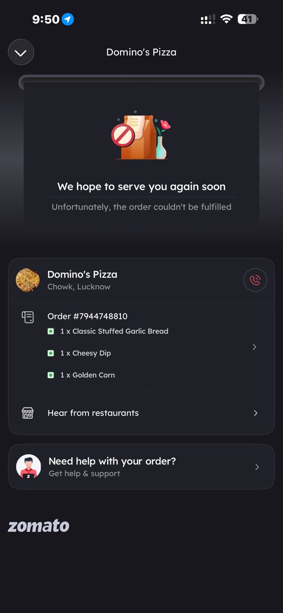 _fahadaslam_'s tweet photo. @zomato @dominos What the fuck is this? Domino’s auto cancelled order without even having the decency to call and inform? I get to know that my order is cancelled only after I open the app!? That’s a very poor UX-UI choice on Zomato’s part and shitty service on Domino’s part! https://t.co/5ENxmeVSBD