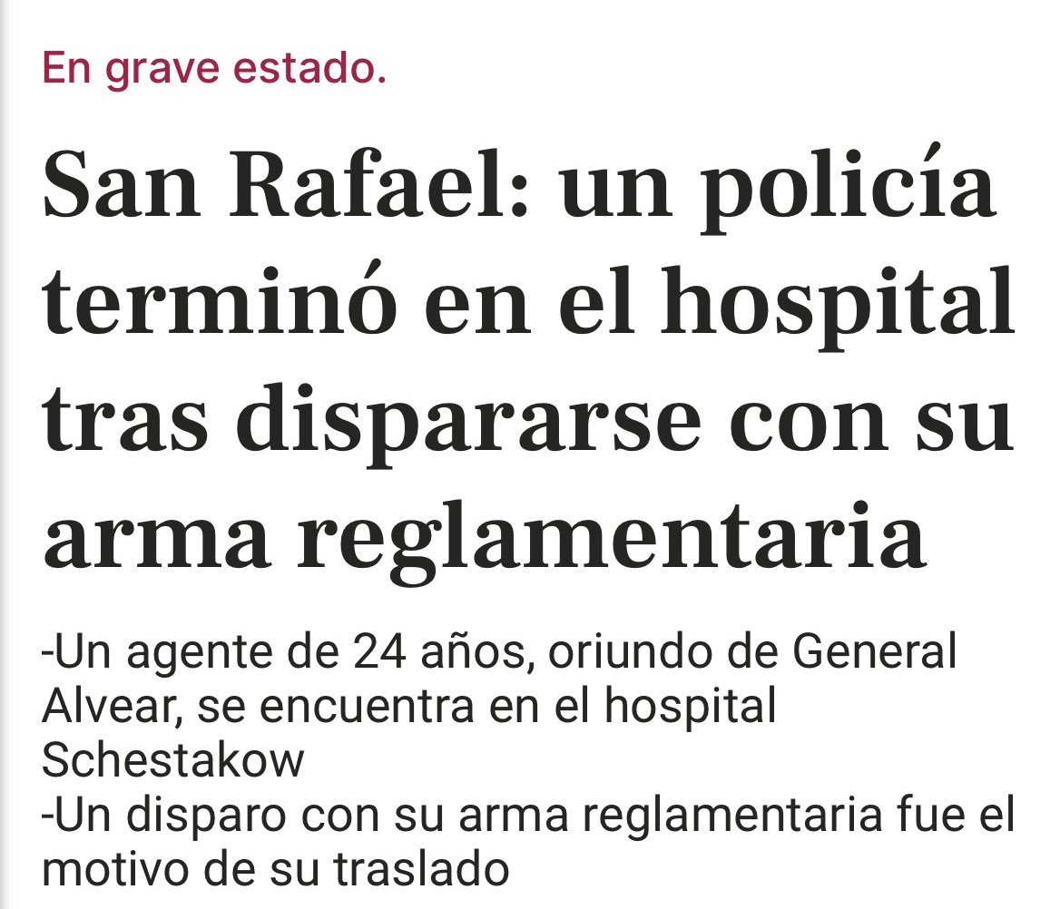 La salud mental de los efectivos policiales es una problemática urgente que no solo debe preocupar, sino también ocupar a las autoridades del <a href="/MinSegMendoza/">Ministerio de Seguridad y Justicia de Mendoza</a> .

Hace tiempo venimos alertando sobre esta situación, pero quienes tienen la responsabilidad de actuar eligen mirar hacia