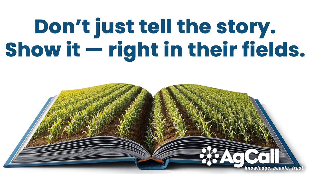 Turn your field trials into market momentum with clear data that speaks to ROI, local success stories that build trust, and a proven path from trial to adoption to advocacy. Learn how AgCall can help you tell your story in the field and beyond: agcall.com