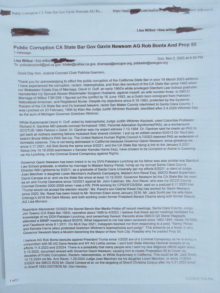 LisaJWilbur's tweet image. @USAttyEssayli @CAGOP @SteveHiltonx @ChadBianco @JDVance
#Padilla made himself a Facilitor of CGC v Rights since 7/2021-. Reported #PublicCorruption in @GavinNewsom CA again to @FBI 11.30.2025. Copied JCC PG since 4.29.2025 = Must Recuse #Prop50 #Swalwell