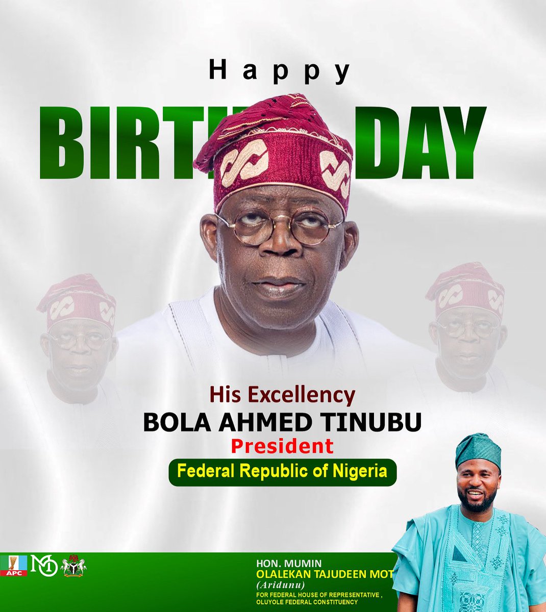 officialMOT1's tweet photo. Happy birthday His excellency Asiwaju Bola Ahmed Tinubu 
GCFR, The President Federal  Republic of Nigeria https://t.co/y4SW1gzX1l