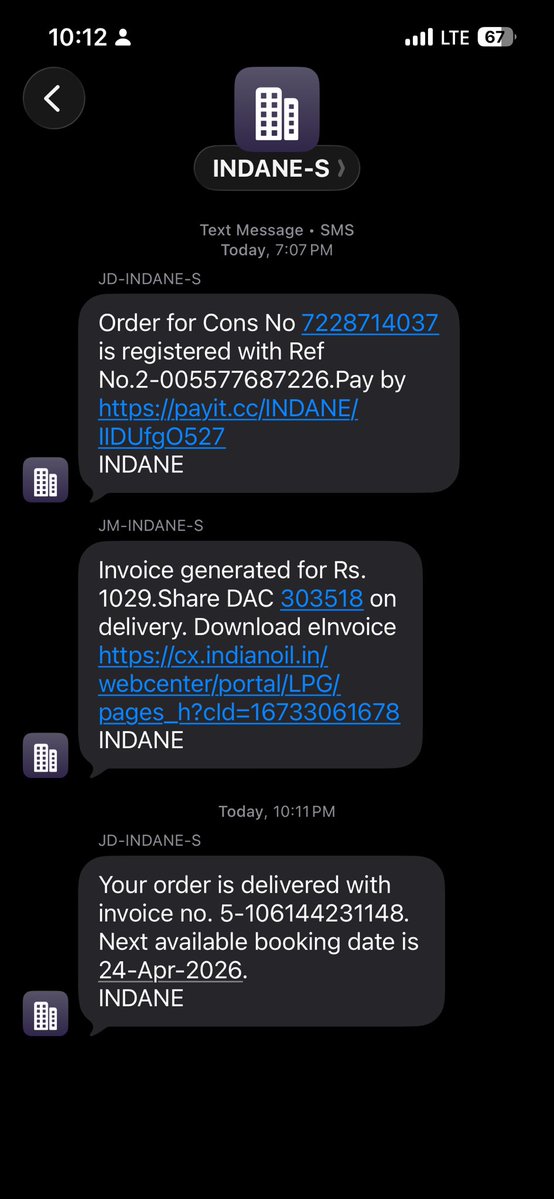 umar_speaks0's tweet image. Receiving fake LPG delivery messages in my name despite never placing any order or having any connection with it. This is serious misuse of personal details and needs immediate attention. Kindly investigate and fix this issue.
#FraudAlert #DataMisuse  #LPGIssue #indane