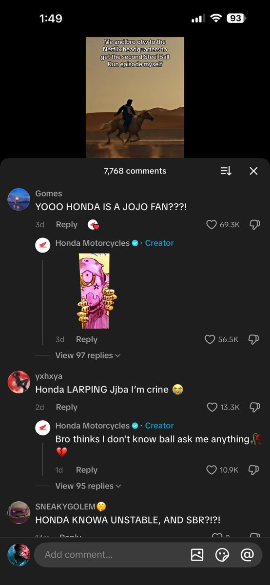 syalgrg7's tweet photo. honda official posting bout $jojo 👀 https://t.co/is6Y9AhIOX