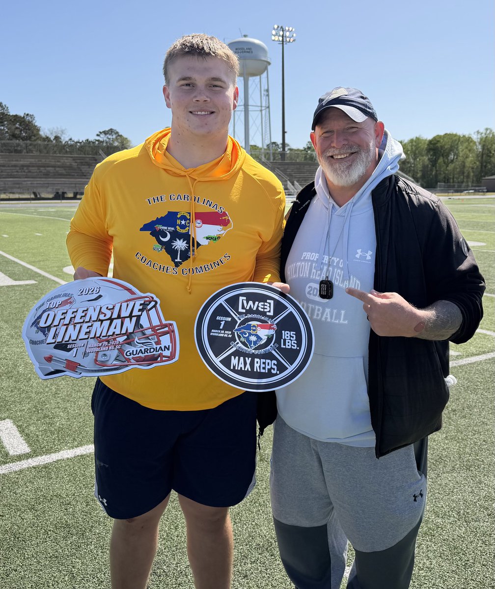 Congrats to <a href="/HaydenCroc4077/">Hayden Crockett</a> for being named lineman MVP at the  <a href="/CoachesCombines/">Carolinas Coaches Combine</a> today. Also won the bench press award for most reps of 185 with 38 total reps.
Absolute Unit. <a href="/HHIHS_football/">Seahawk Football</a> <a href="/LowcoSports/">LowcoSports.com</a> <a href="/iguerin/">Ian Guerin</a> <a href="/LouatTheState/">Lou Bezjak</a> <a href="/ChainsTheMoving/">Moving The Chains</a>