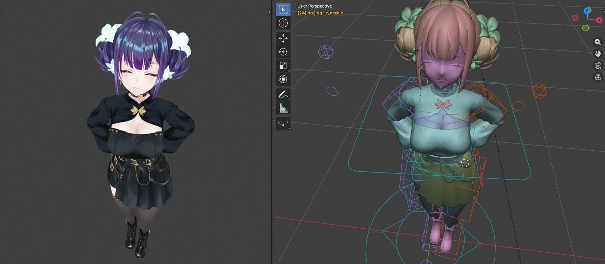 GACCHI_3DCG's tweet photo. blenderリグ着手し始めました！

#璃々 #Lili https://t.co/W1rymsAbOs