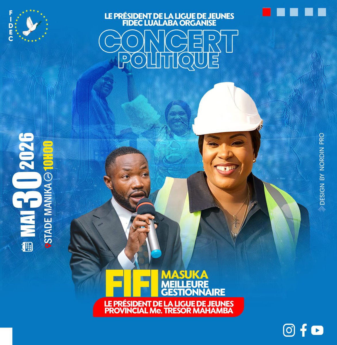 TshipongoA's tweet photo. Le gardien du Temple du FIDEC sera face à la jeunesse lualabaise en concert politique avec toute la couche. L'idéologie de son excellence Fifi masuka saini reste une seule option pour Lui. https://t.co/09YckfeWvn