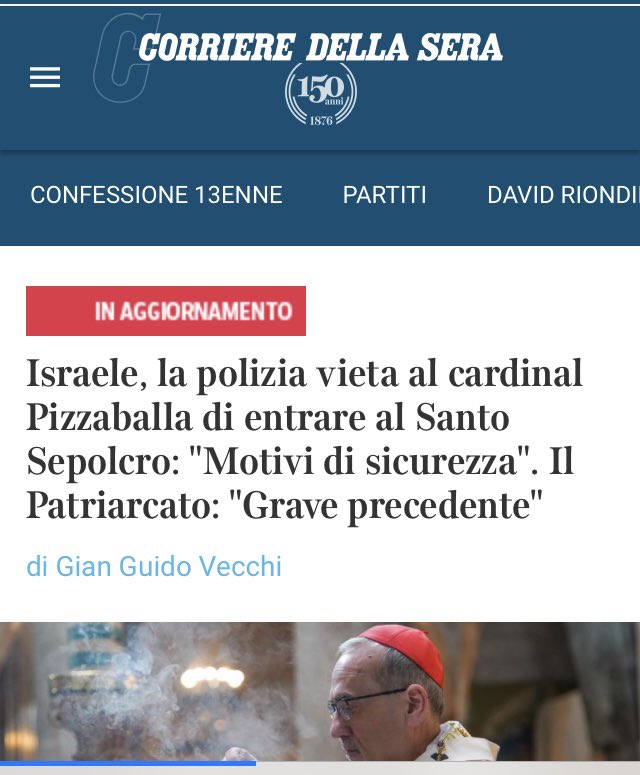 Si…
Ma adesso tajani gliene dice quattro delle sue …
#domenicadellepalme 
#pizzaballa 
#governodiincapaci