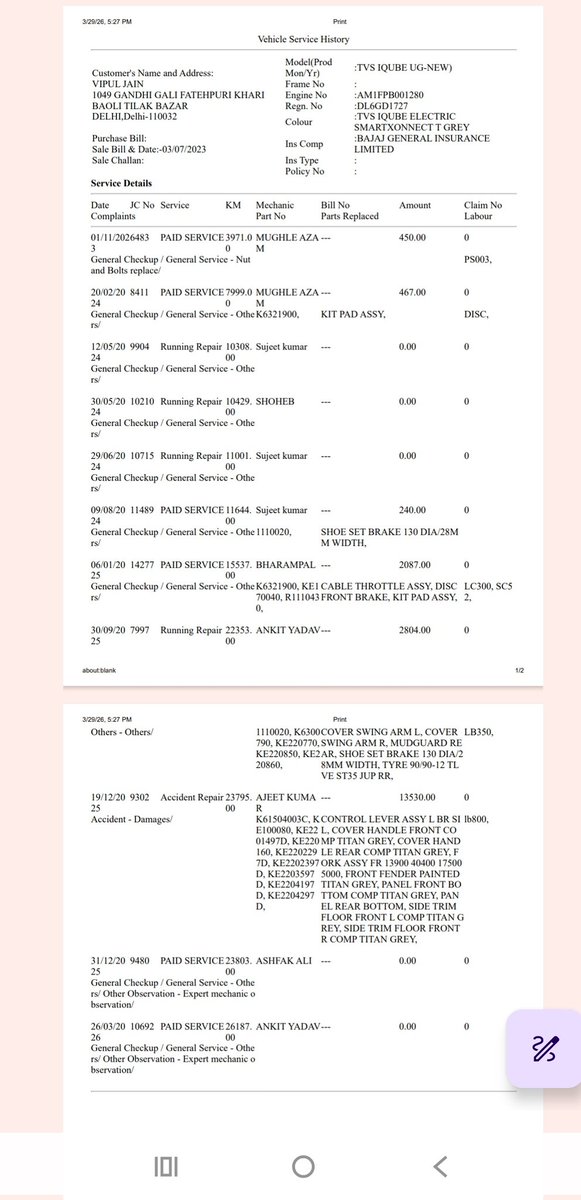 advchandan5's tweet photo. @tvsiqube @tvsmotorcompany @TVSApacheSeries #Sudarshan_Venu
 Every service is being taken from TVS showroom YM enterprises  and no work from outside ever. Today after keeping the scooter for 3 days they rejected warranty claim by claiming it to be tempered is shocking #TVS #fraud https://t.co/dJC09JOBkz