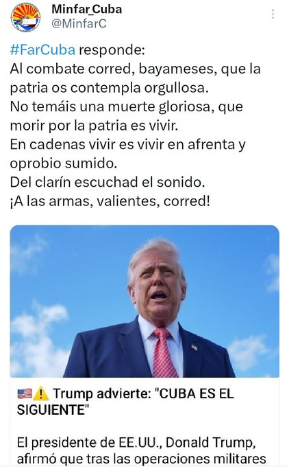 Es un honor estar a tu servicio Patria Amada‼️ #CubaEstáFirme