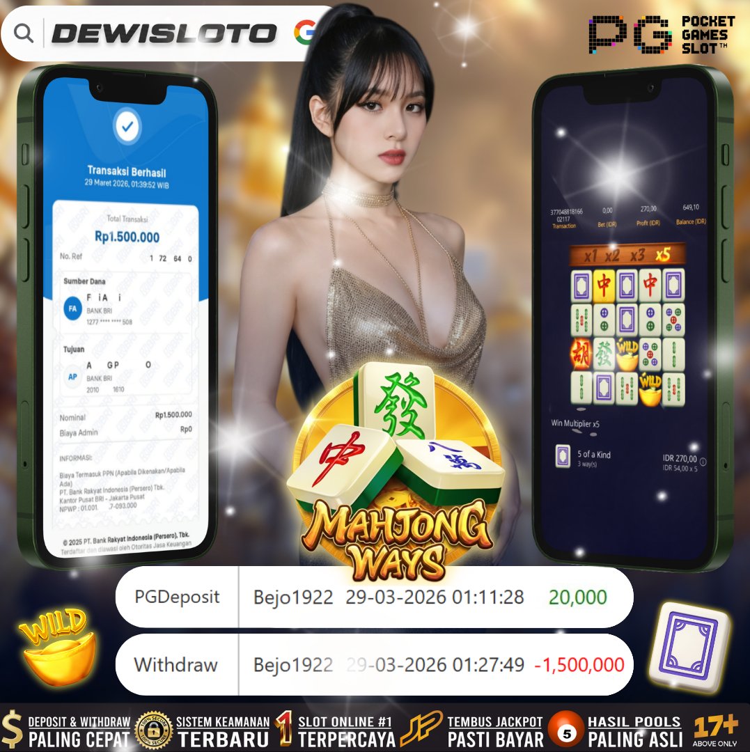 dewisloto's tweet photo. 🔥 Tiap hari ada MAXWIN disitus DEWISLOTO bosku!! 🔥

ID : Bejo1922
Game : PG - Mahjong Ways
Deposit :  Rp,20.000💸
Withdraw : Rp.1.500.000 💸

📣 Cuan besar bukan janji, tapi bukti! Hanya di Dewisloto, situs slot tergacor 

👉 Daftar sekarang : SLOTO (https://t.co/qd09ZfAJBM) https://t.co/YbatqzOSYl