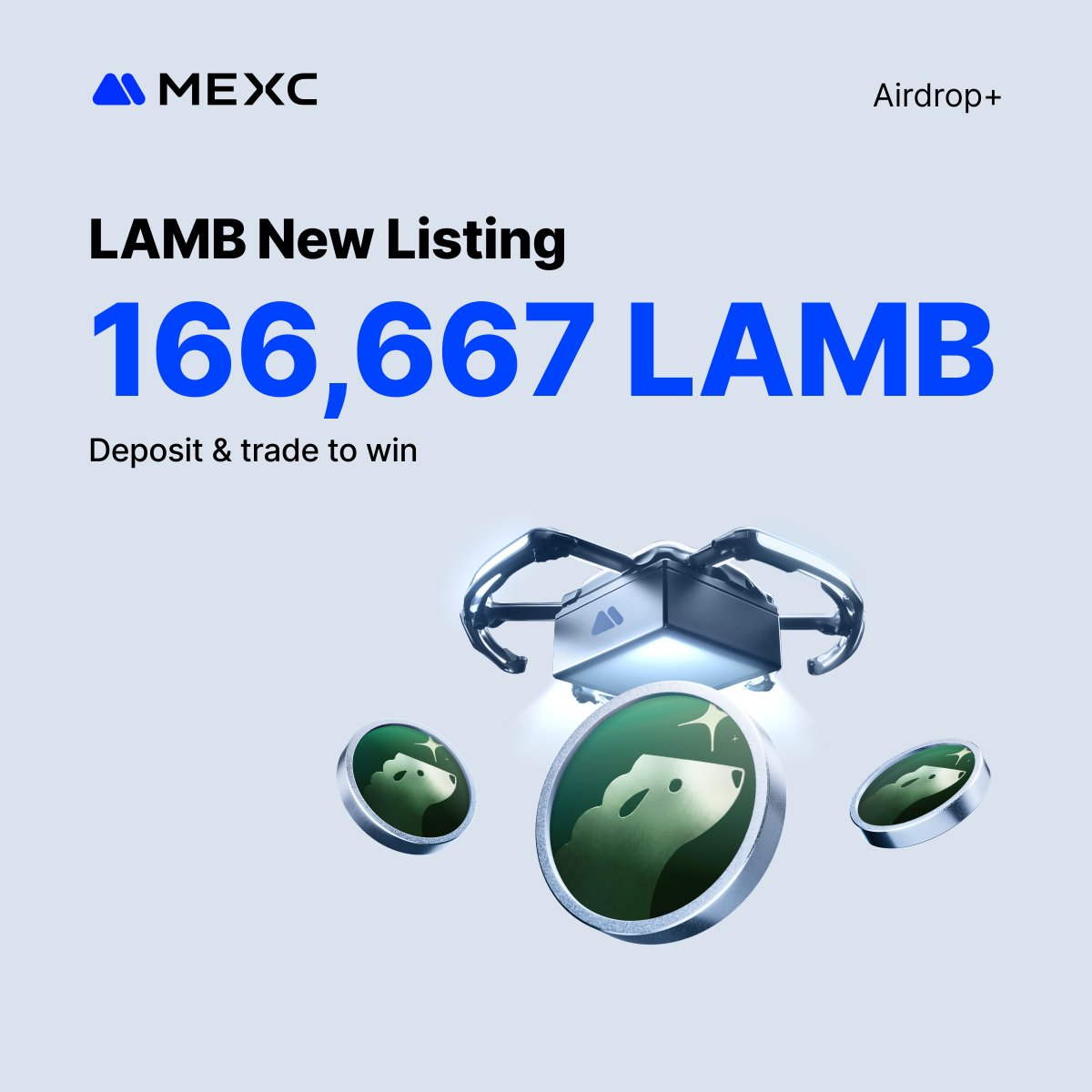MEXC New Airdrop+ Listing: Share 166,667 $LAMB &amp; Extra Futures Bonuses Up for Grabs!  

‣ $LAMB <a href="/LAMB276_X/">LAMB276 Official</a>
‣ Trading: Mar 30, 2026, 13:00 (UTC)

👇 Join the Airdrop+ campaign: mexc.com/mx-activity/de…

👇 Exclusive futures bonuses on signup:
mexc.com/register?share…
